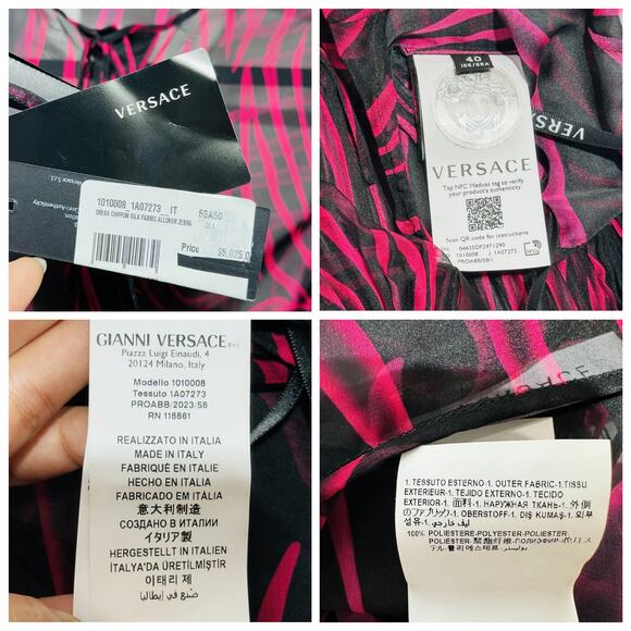 NWT Versace Runway Dress IT 40 US 4 Zebra Sheer Plissé Red Black $5,025 - Picture 11 of 14